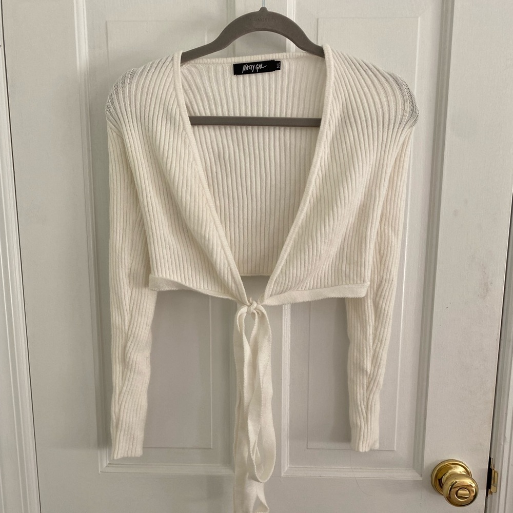 Nasty Gal Ribbed Knit Wrap Tie Top | Size M/L